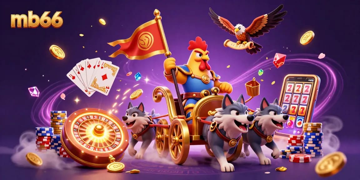 Cá cược trực tuyến cùng mb66 trong khung cảnh casino lung linh với đồng tiền vàng và vòng quay roulette
