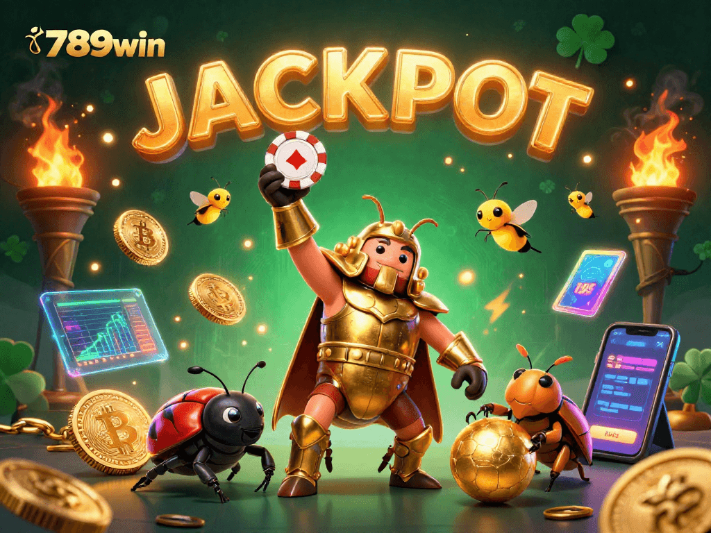 Engage in thrilling betting action at 789win with vibrant poker chip victories and flashy crypto elements.