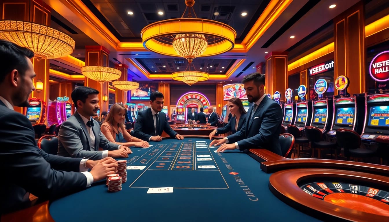 Experience the thrill of gambling at vsbet com with vibrant casino visuals including poker chips and roulette.