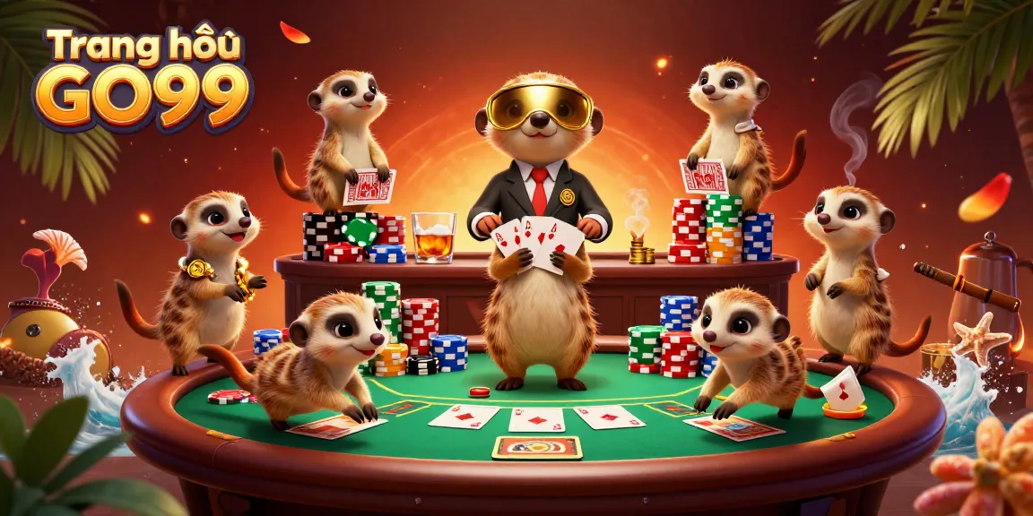 Engage with the vibrant scene of Trang chủ GO99 where playful meerkats manage an exciting casino setup.