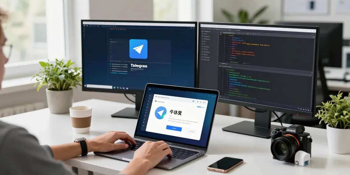 Configuring Telegram Chinese language settings in a modern tech workspace.