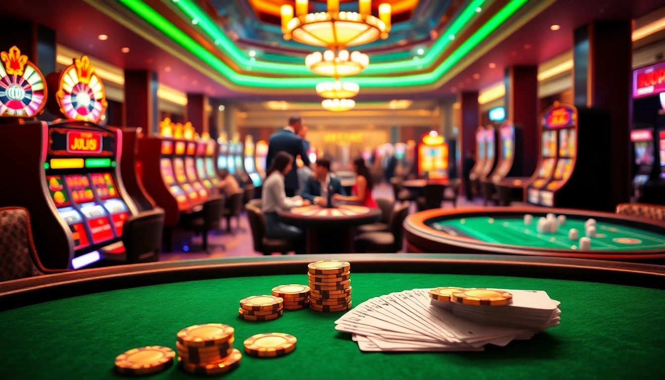 A high-stakes poker game scene at https://debet13.com/ showcasing professional players and vibrant casino elements.