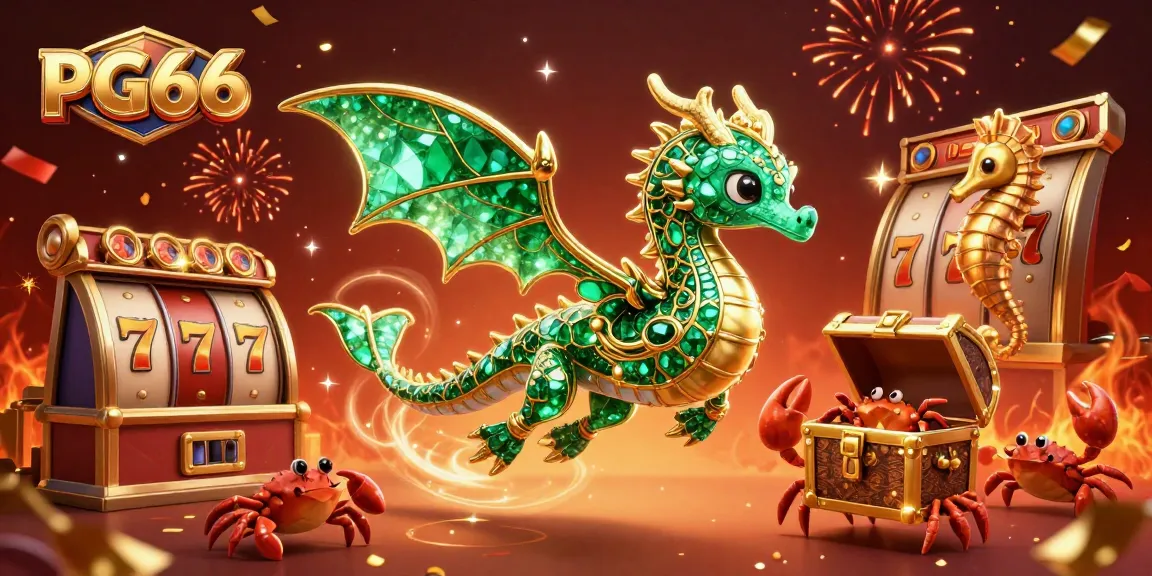 Spin for wins with PG66 in this vibrant 3D casino scene filled with treasures and festive energy.