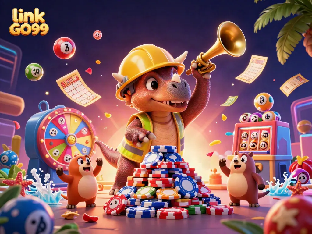 Experience the vibrant world of link GO99 with lively casino characters and colorful gaming elements.
