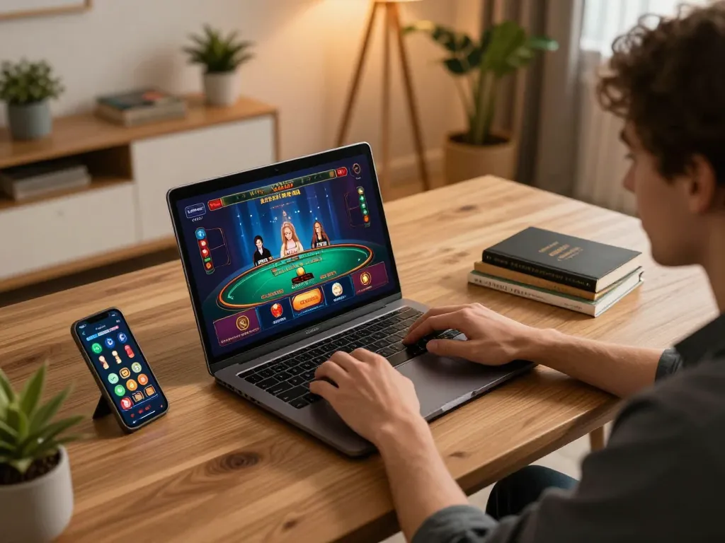 Engaging in 98win đăng nhập while enjoying an online casino experience from home.