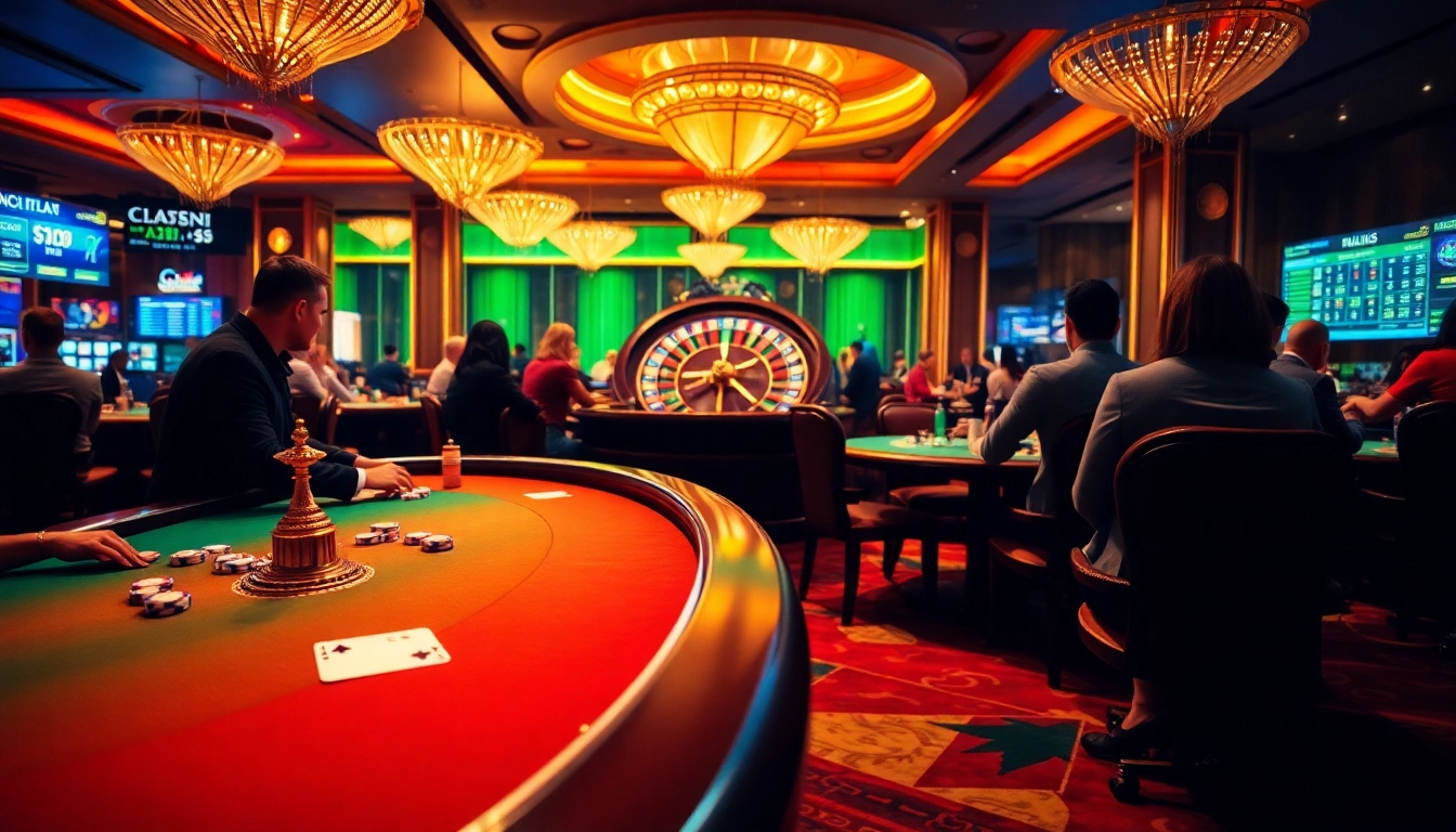 Experience the thrill of betting in a vibrant casino featuring https://du88i.com/ with glamorous tables and excited players.