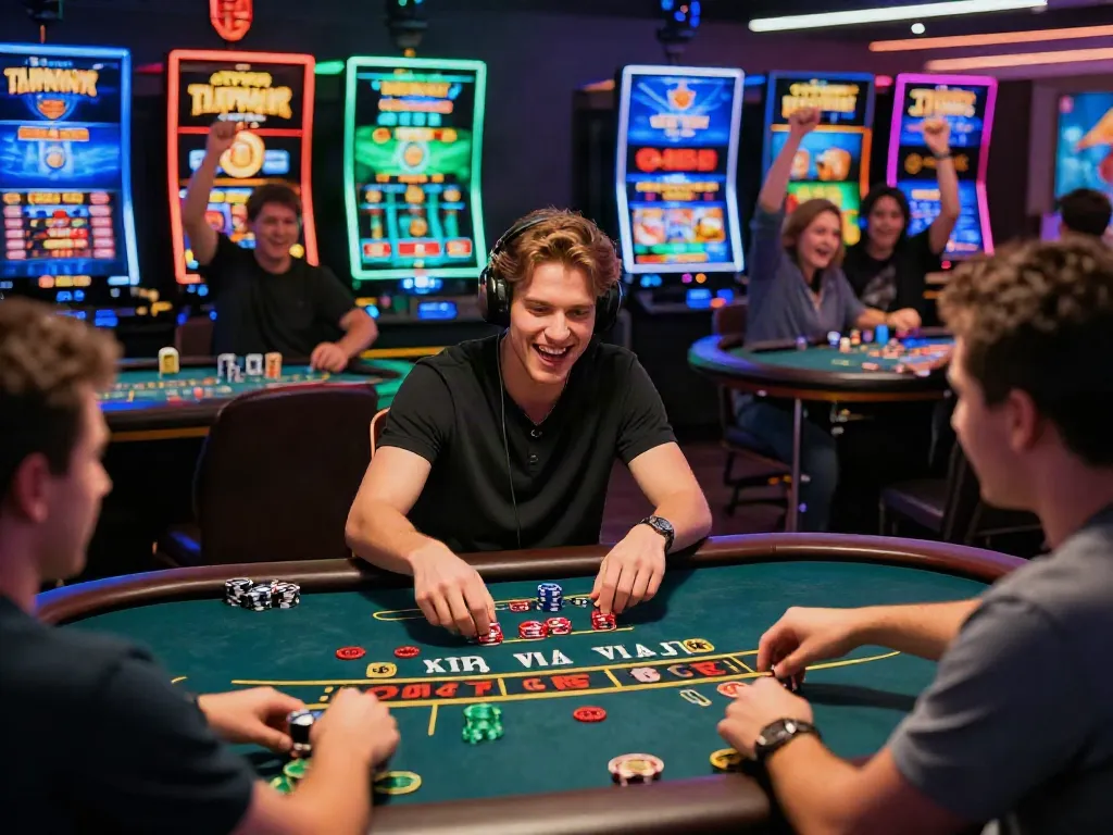 Players enjoying dynamic online casino games at GEM88, showcasing excitement and engagement.