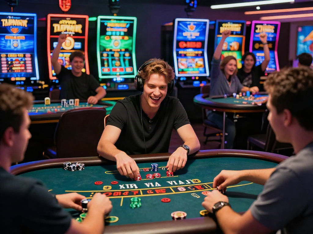 Players enjoying dynamic online casino games at GEM88, showcasing excitement and engagement.
