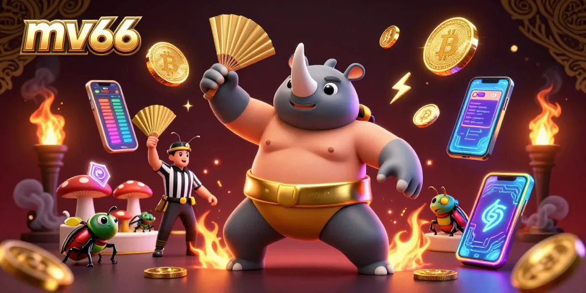 mv66 players enjoy the thrilling action of a powerful beetle champion in a vibrant casino-style setting.