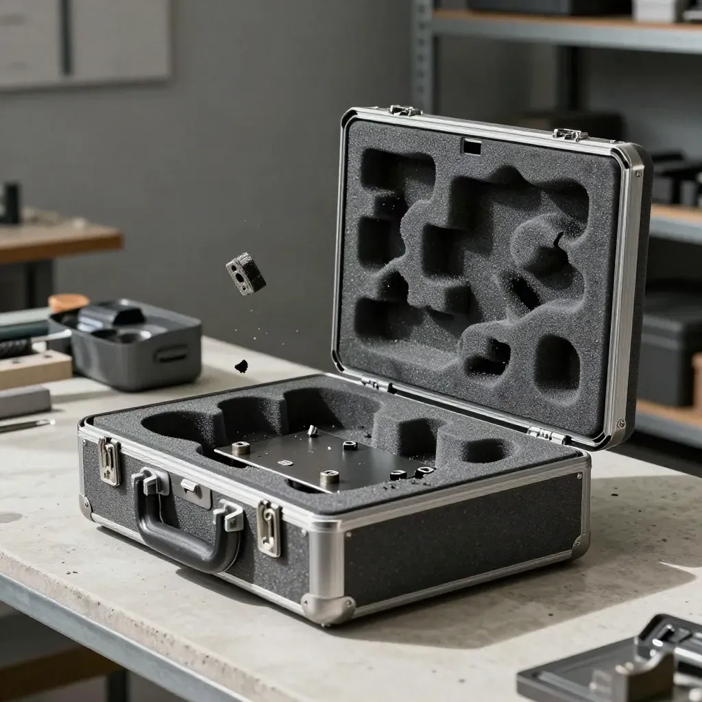 Köpük yuvalarında onaylı küçük seri prototip parçalar, metal atölye yüzeyinde