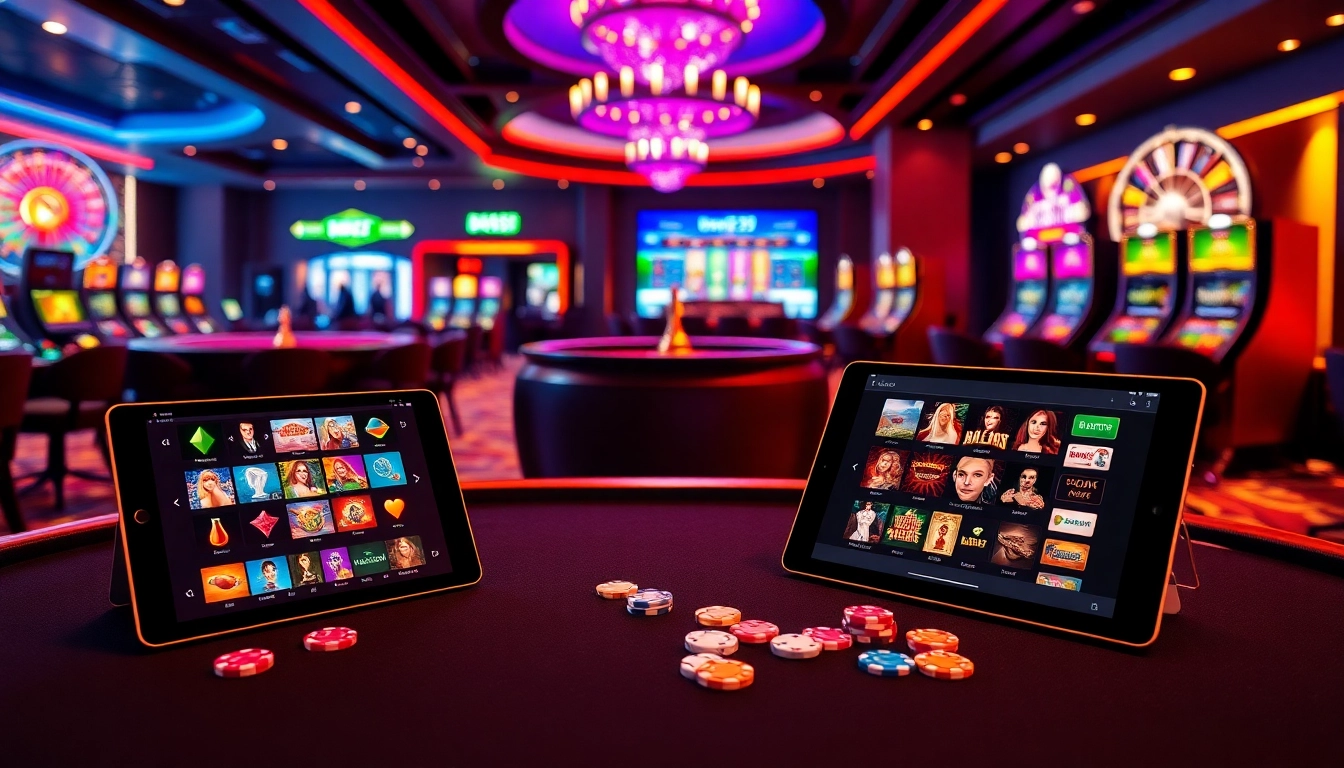 Engage with immersive games on BDG33’s vibrant online casino interface featuring elegant poker tables and slot machines.