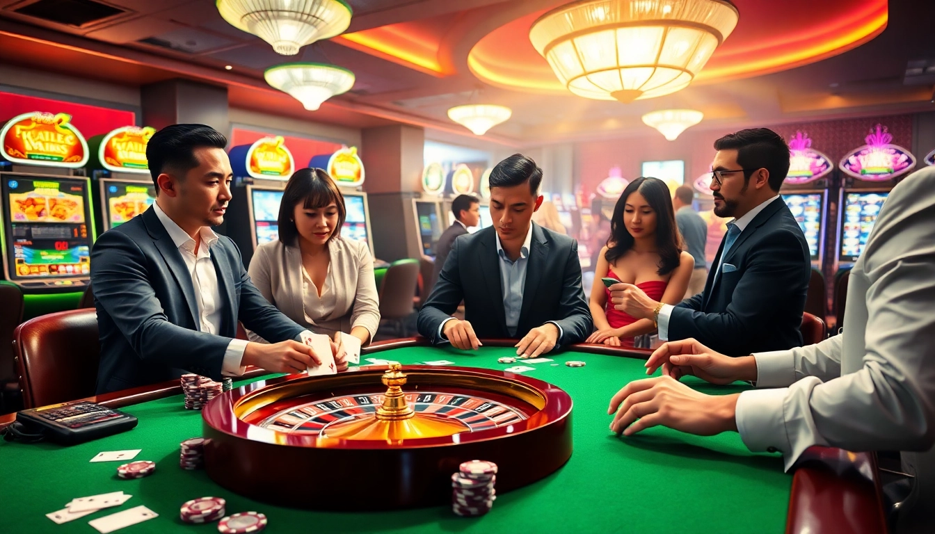 A vibrant casino gaming scene featuring poker chips and cards highlighting https://ku88it.com/.