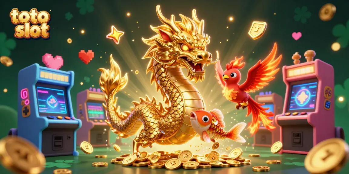 Experience thrilling gameplay with toto slot featuring a golden dragon, phoenix, and koi fish in action.