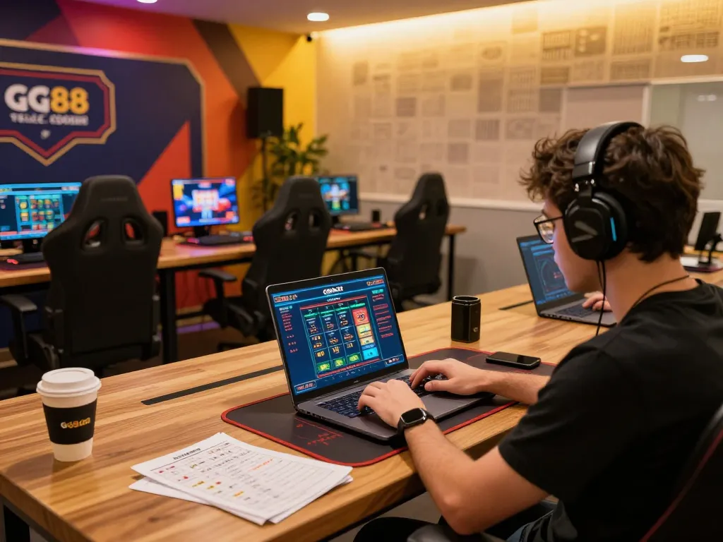 Enjoying strategic gameplay and betting excitement on gg88.com at a modern home gaming setup.