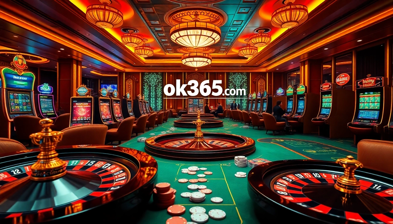 Experience the thrilling atmosphere of ok365 com with vibrant gaming tables and exciting casino games.