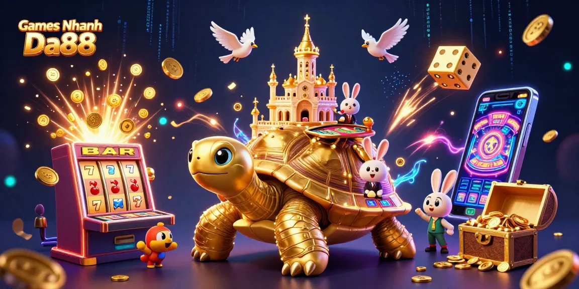 Experience Games Nhanh Da88 with an explosion of casino action featuring a gold tortoise and dynamic game elements.