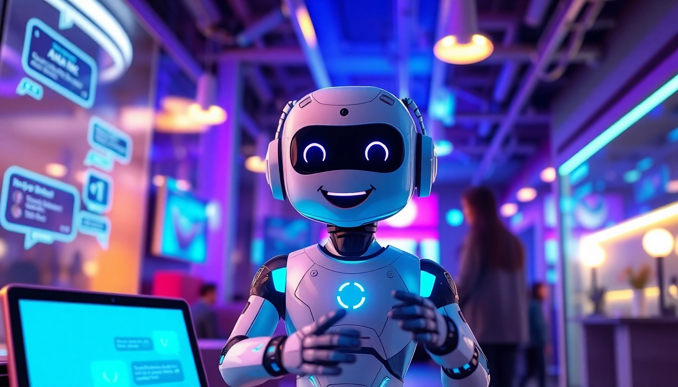 Engaging AI chatbot character interaction at crushonai in a modern, vibrant digital setting.