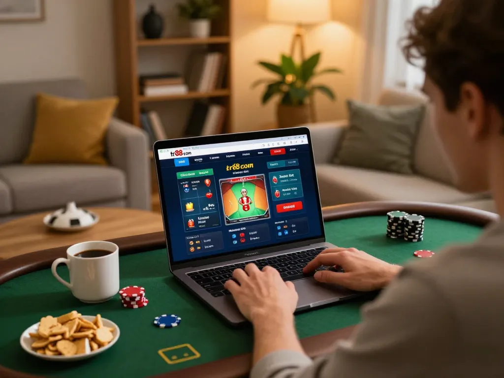 Engaging online gaming session at tr88 com, showcasing player strategy with cards on screen