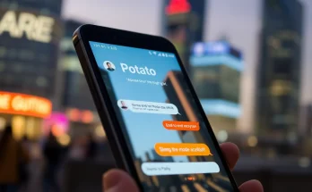 Potato secure messaging app interface on a smartphone, highlighting anonymity and encryption.