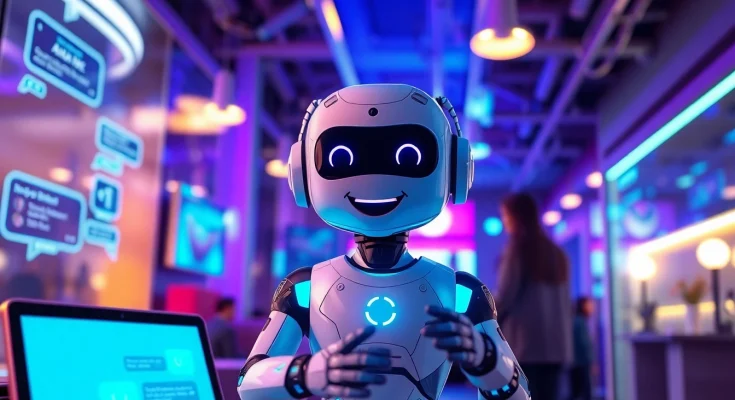 Engaging AI chatbot character interaction at crushonai in a modern, vibrant digital setting.