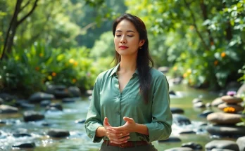 Manage stress and anxiety with techniques illustrated by a wellness coach outdoors.